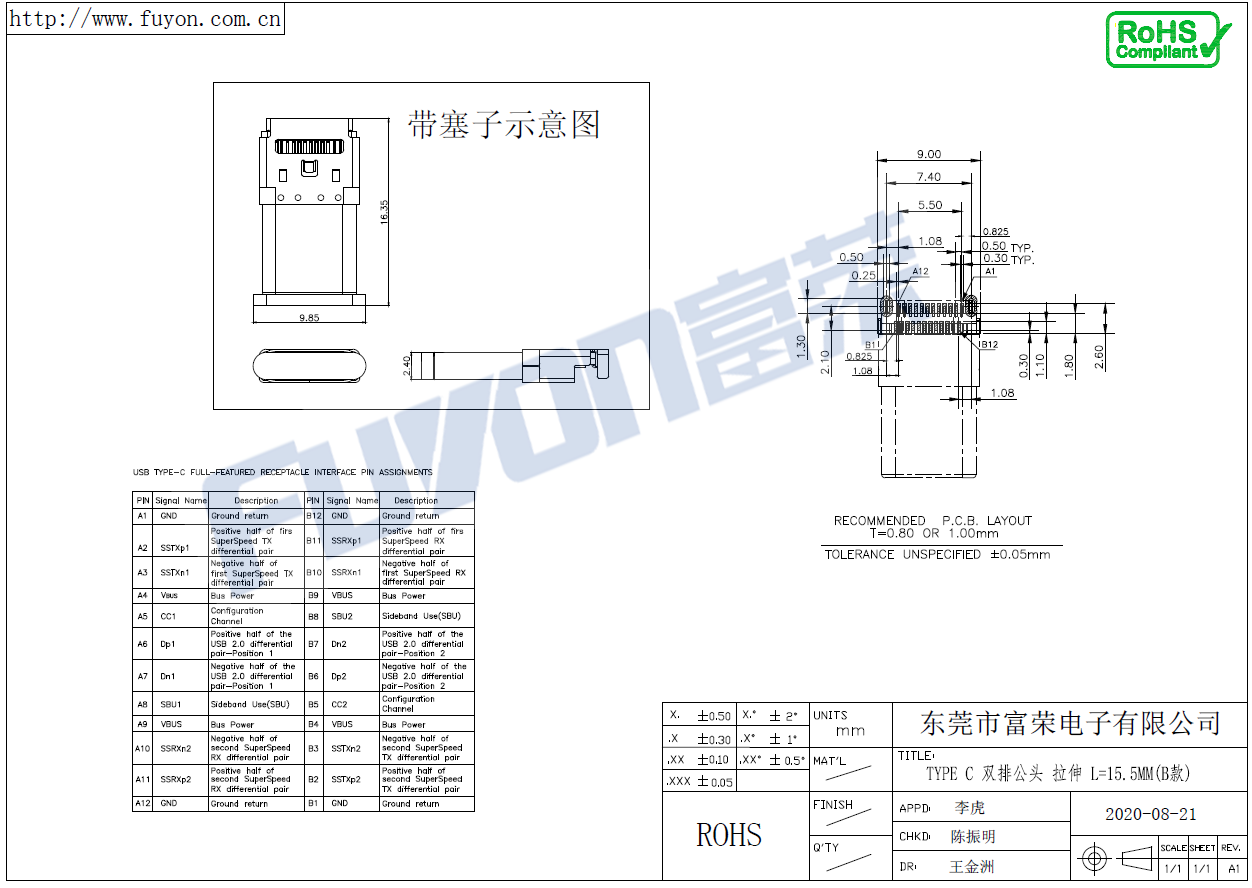 Type-C公頭24P雙貼