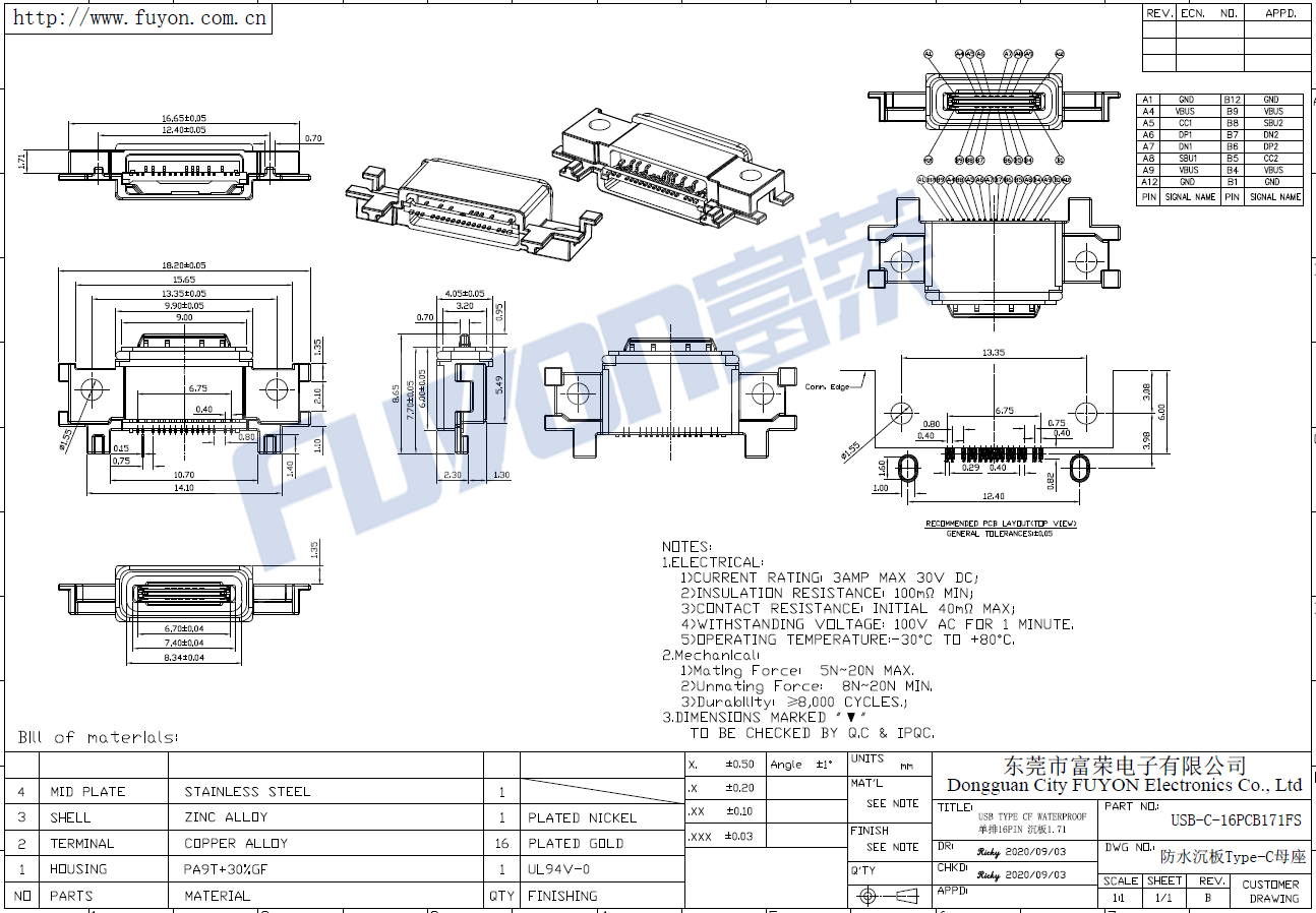 USB-C-16PCB171FS